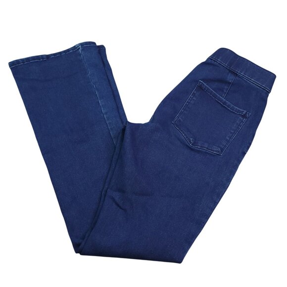 Juniors Flare Pull On Jeans M (7-9) Dark Wash Mid Rise Stretch No Boundaries - Picture 1 of 7